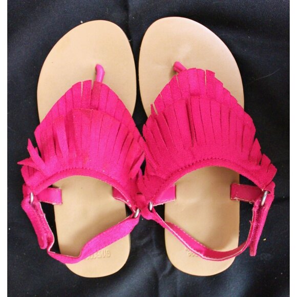 Gymboree Fairy Fashionable Girl's Pink Fringe Suede Sandals sz 12 Beach Spring - Picture 5 of 7